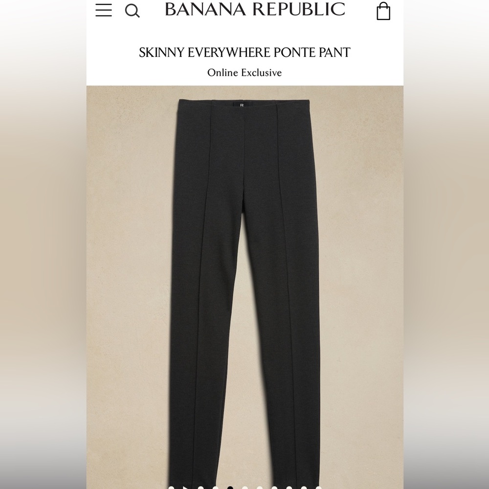 NWT Banana Republic Charcoal Gray High-Rise Skinny Everywhere Ponte Pants size 4 - Picture 3 of 12